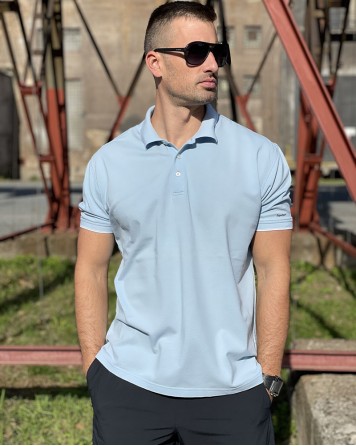 Polo triko pánské Zegna Sport bledě modré